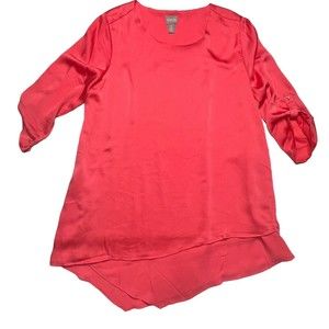 Chico’s 3/4 Sleeve Boat Neck Pink Shark Tooth Hem Women’s Blouse Size 2